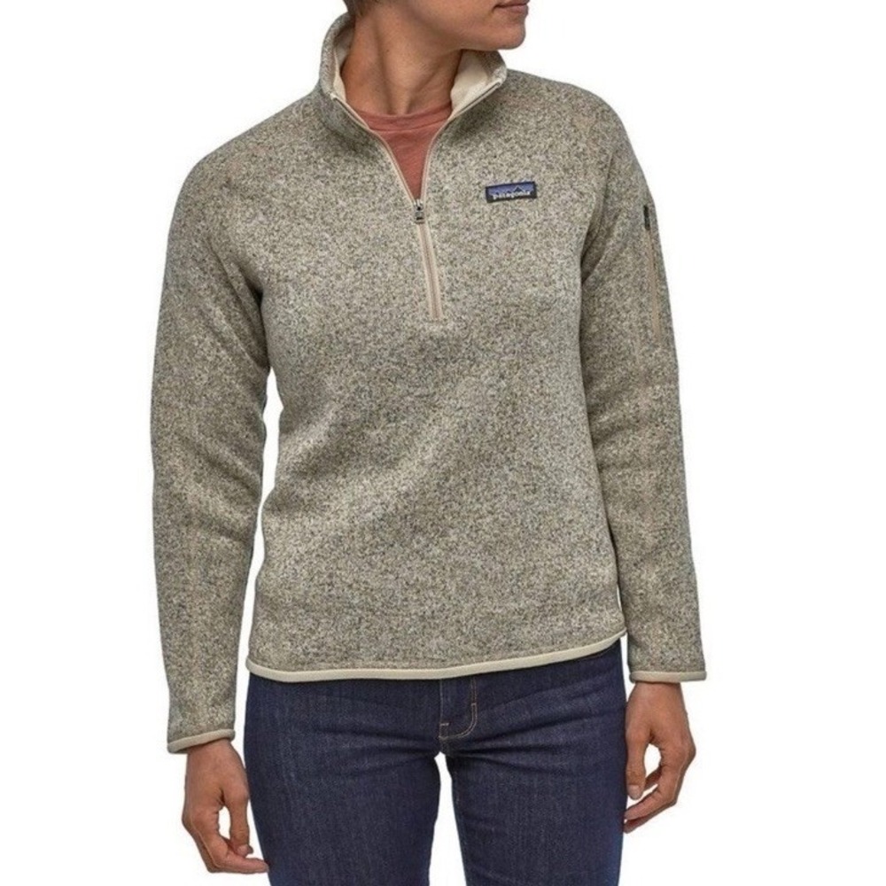 Patagonia Better Sweater‎ 1/4 Zip Fleece Pullover Women's Large Beige Polyester